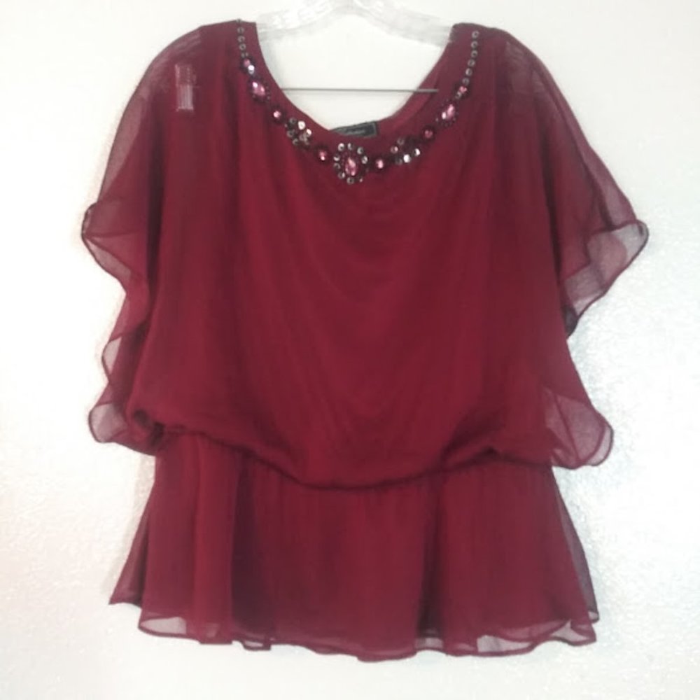 Dressbarn Collection Women's size 14 burgundy blouse